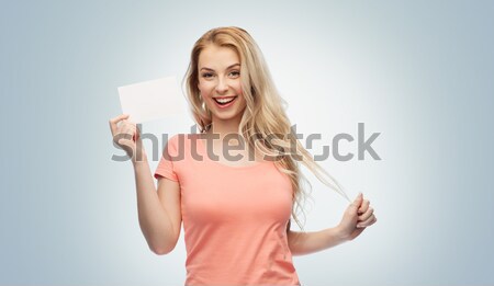 happy woman with blank board Stock photo © dolgachov