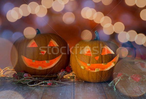 close up of pumpkins on table Stock photo © dolgachov