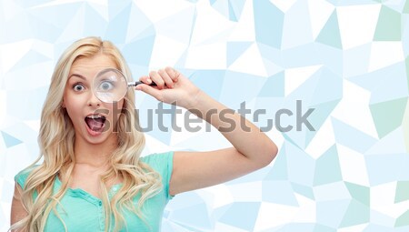 Foto stock: Sorridente · mulher · jovem · menina · adolescente · olhos · emoções · expressões