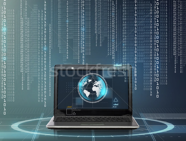 Laptop ziemi świecie ekranu technologii sieci Zdjęcia stock © dolgachov