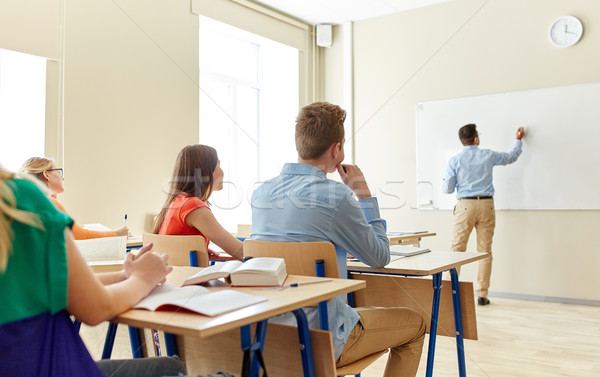 Stock foto: Studenten · Lehrer · schriftlich · Schule · Bildung