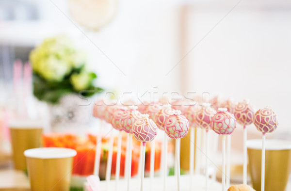 close up of cake pops or lollipops Stock photo © dolgachov