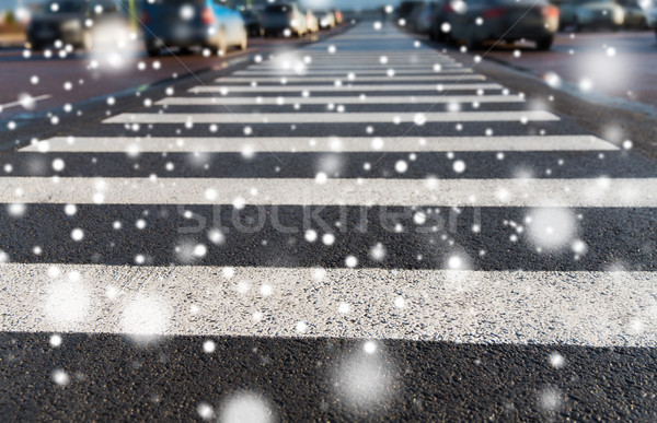 close up of pedestrian crosswalk on city parking Stock photo © dolgachov