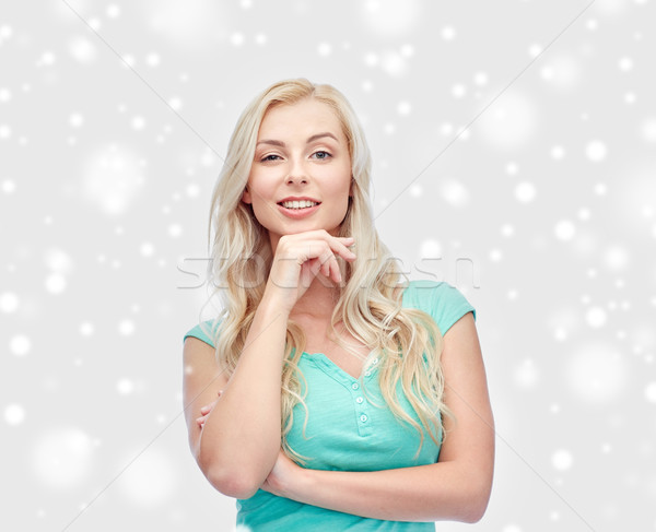 happy smiling young woman or teenage girl Stock photo © dolgachov