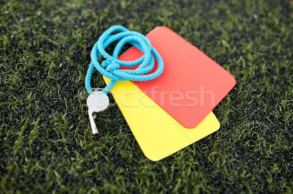 Assobiar cautela cartões campo de futebol esportes futebol Foto stock © dolgachov
