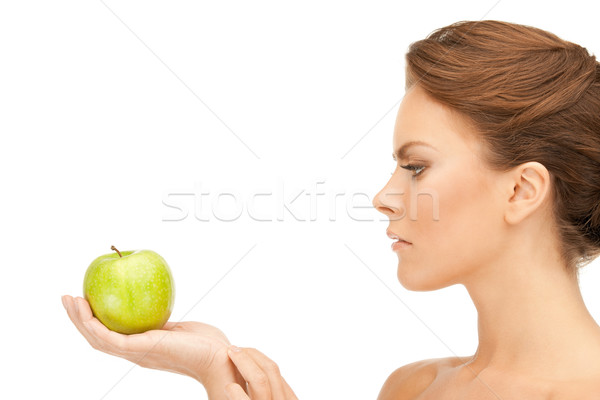 young beautiful woman with green apple Stock photo © dolgachov