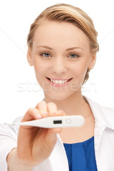 Atrakcyjna kobieta lekarza termometr zdjęcie kobieta dziewczyna Zdjęcia stock © dolgachov