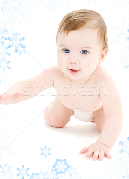 Kriechen Baby Junge hellen Bild Windel Stock foto © dolgachov
