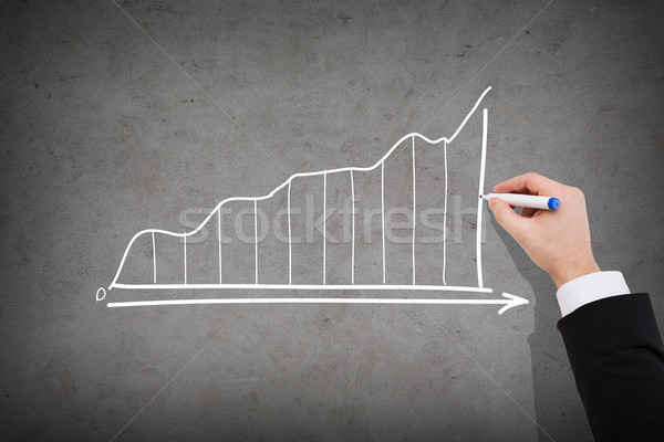close up of businessman drawing growing graph Stock photo © dolgachov
