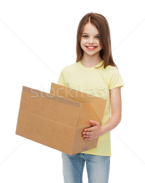 Sonriendo nina muchos cartón cajas oficina de correos Foto stock © dolgachov