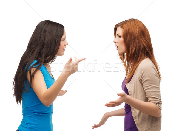 Twee tieners strijd vriendschap mensen Stockfoto © dolgachov