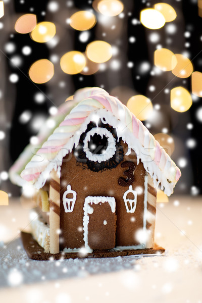 closeup of beautiful gingerbread house at home Stock photo © dolgachov