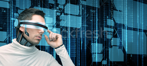 Foto stock: Hombre · futurista · gafas · personas · tecnología · futuro