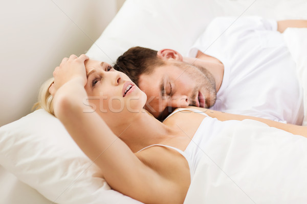 Couple dormir lit maison personnes famille [[stock_photo]] © dolgachov