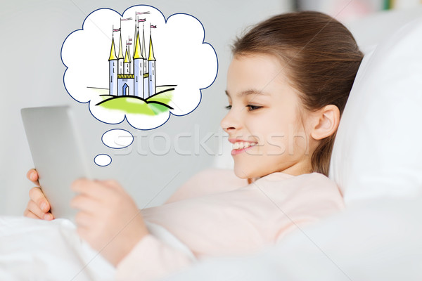 Mädchen glücklich träumen Fee Burg Menschen Stock foto © dolgachov