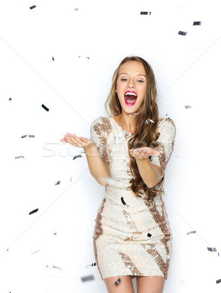 Fericit teen fata oameni concediu Imagine de stoc © dolgachov