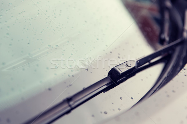 close up of windshield wiper and wet car glass Stock photo © dolgachov