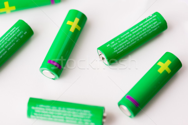 close up of green alkaline batteries Stock photo © dolgachov