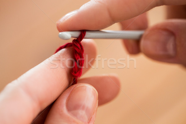 Hände Stricken häkeln Haken Menschen Stock foto © dolgachov