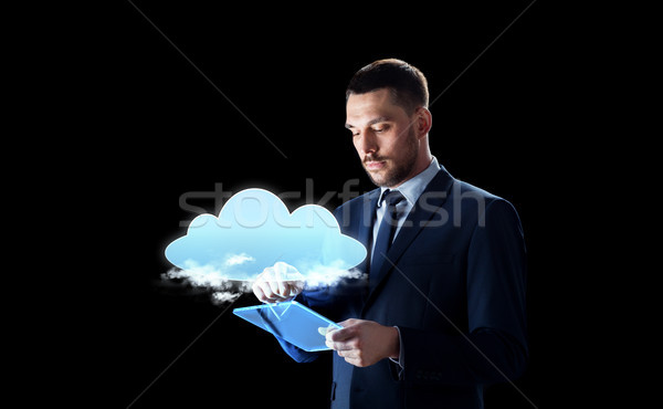 Imprenditore nube ologramma uomini d'affari futuro Foto d'archivio © dolgachov