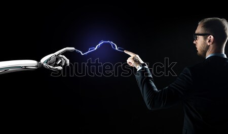 Foto stock: Robô · empresário · relâmpago · negócio · futuro · tecnologia