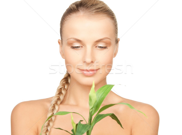 woman with green sprout Stock photo © dolgachov