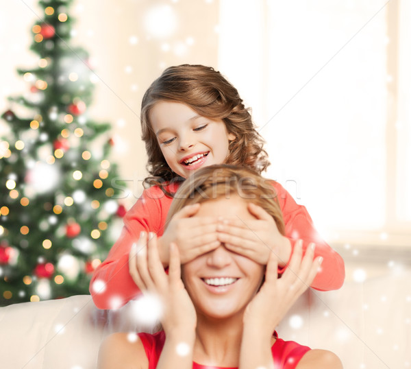 Mamă fiica gluma Crăciun craciun Imagine de stoc © dolgachov