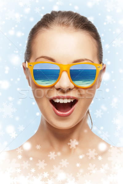 happy screaming teenage girl in shades Stock photo © dolgachov