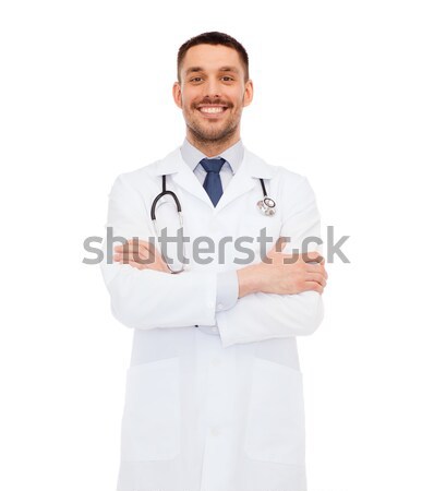 Stock photo: smiling female doctor with stethoscope