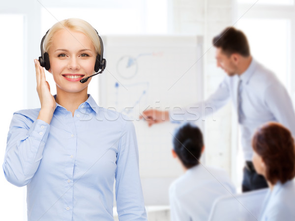 Prietenos femeie helpline operator afaceri tehnologie Imagine de stoc © dolgachov