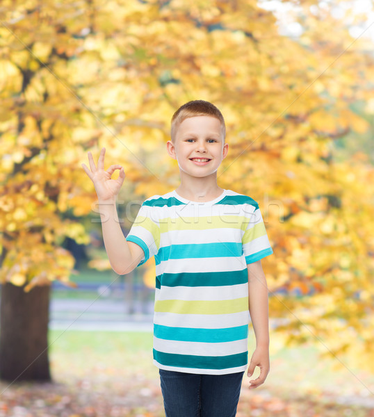 little boy in casual clothes making OK gesture Stock photo © dolgachov