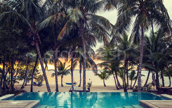 swimming pool on tropical beach Stock photo © dolgachov