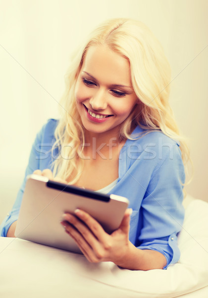 Foto stock: Sorrindo · computador · casa · tecnologia · internet