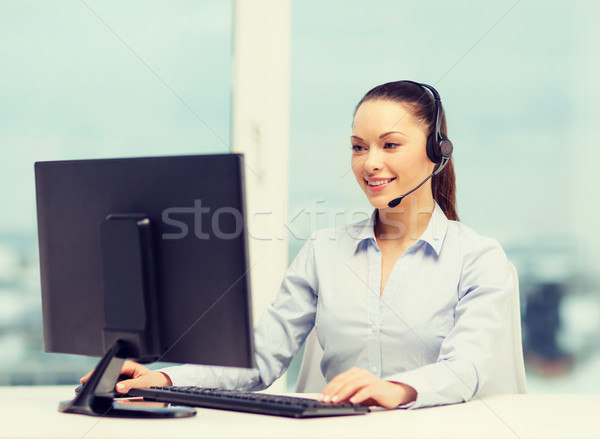 Vriendelijk vrouwelijke exploitant business communicatie Stockfoto © dolgachov