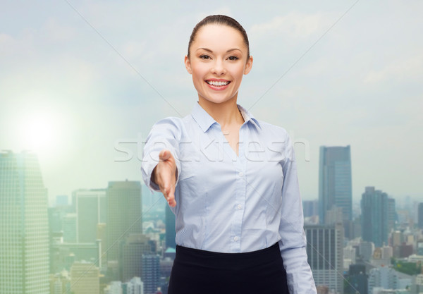 üzletasszony kinyitott kéz kész kézfogás üzlet Stock fotó © dolgachov