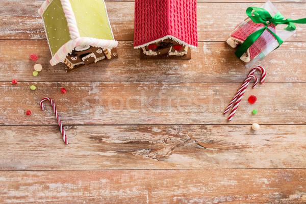 closeup of beautiful gingerbread houses at home Stock photo © dolgachov