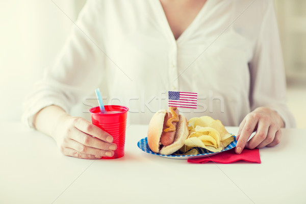 Stockfoto: Vrouw · vieren · amerikaanse · dag · viering · vakantie