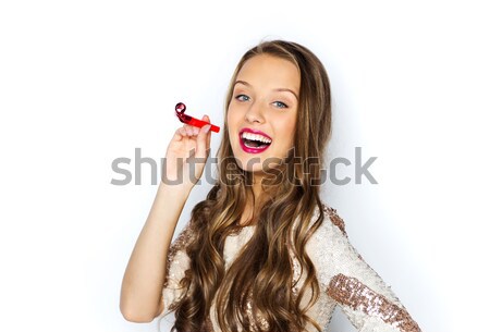 happy young woman or teen girl in fancy dress Stock photo © dolgachov