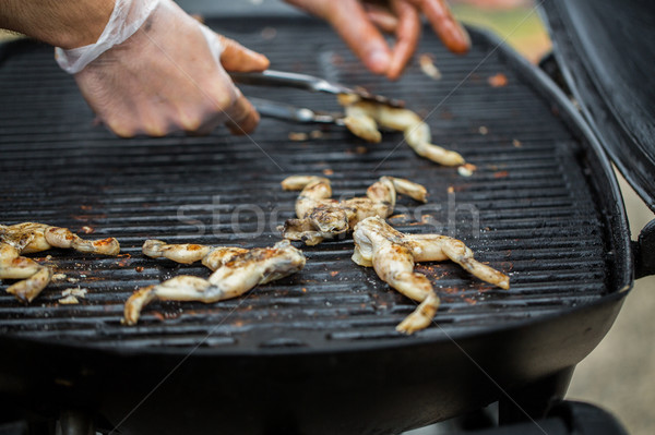 close up of frog meat grill at street market Stock photo © dolgachov