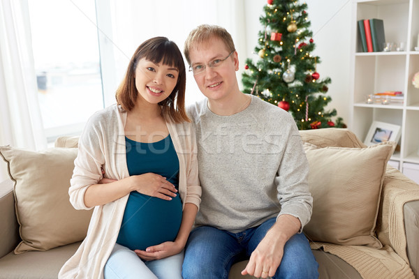 беременна жена муж домой Рождества беременности Сток-фото © dolgachov