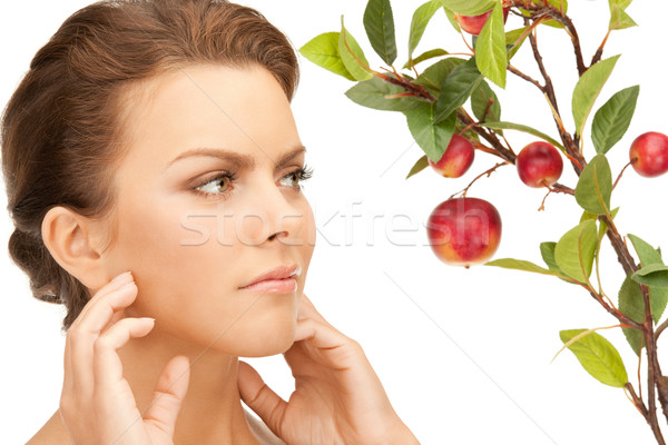 女性 リンゴ 小枝 画像 顔 健康 ストックフォト © dolgachov