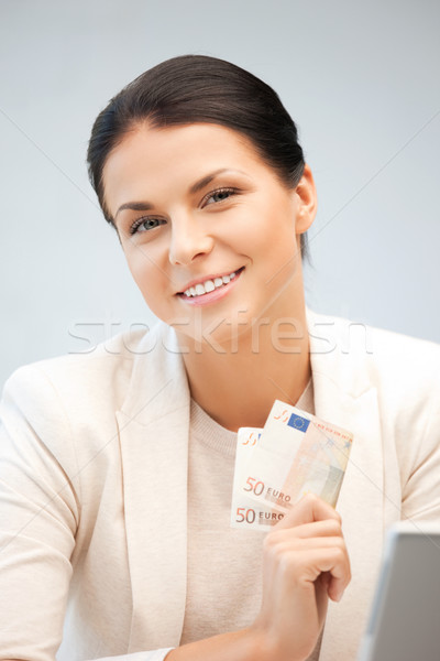 Stockfoto: Vrouw · euro · cash · geld · foto · business