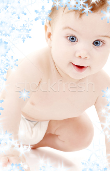 Portret kruipen baby jongen heldere foto Stockfoto © dolgachov