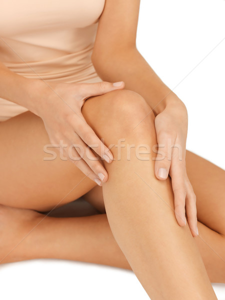 Stockfoto: Handen · aanraken · knie · foto · vrouwelijke