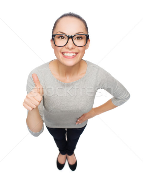 Foto stock: Asiático · mulher · óculos · felicidade