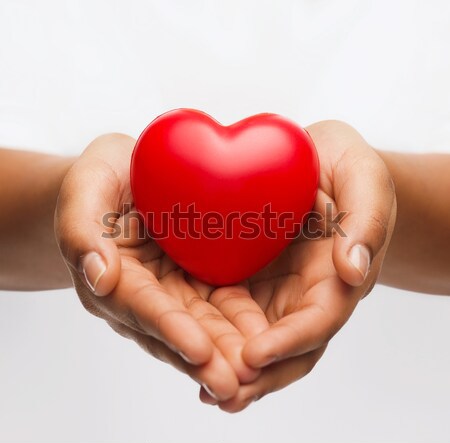 womans cupped hands showing red heart Stock photo © dolgachov