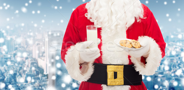 Babbo natale vetro latte cookies Natale vacanze Foto d'archivio © dolgachov