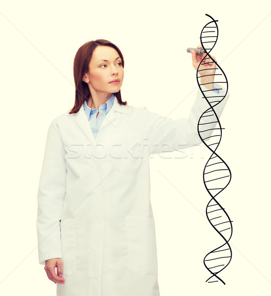 Młodych kobiet lekarza piśmie DNA opieki zdrowotnej Zdjęcia stock © dolgachov