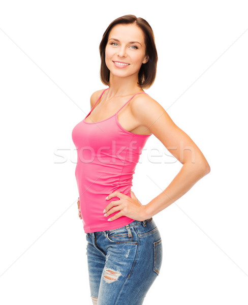 woman in blank pink tank top Stock photo © dolgachov