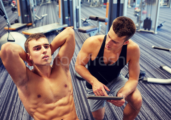 Stock fotó: Férfiak · abdominális · izmok · tornaterem · sport · fitnessz